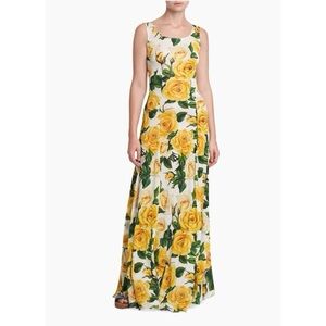 Dolce & Gabbana Yellow Rose Print Dress